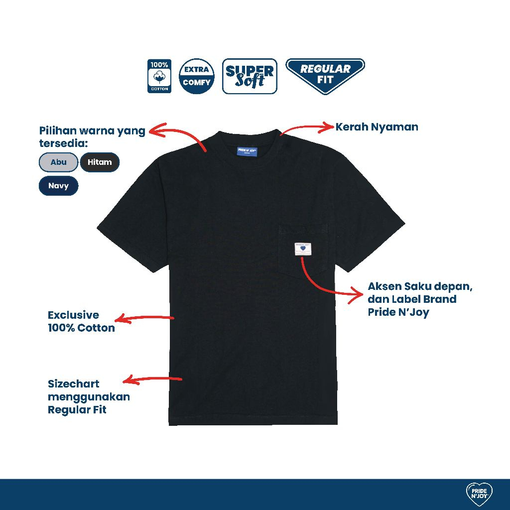 T-Shirt Pocket Tee Black Pride N Joy