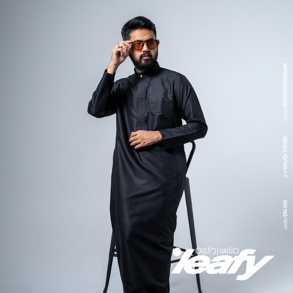 LEAFY - DK 001 Jubah Slimfit Pria Dewasa Lengan Panjang Kerah Tegak | Baju Gamis Basic Laki Laki