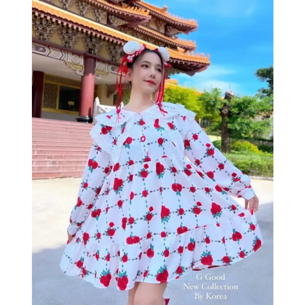 LUNE - Dress Baby Doll Mawar Putih G GOOD - D447