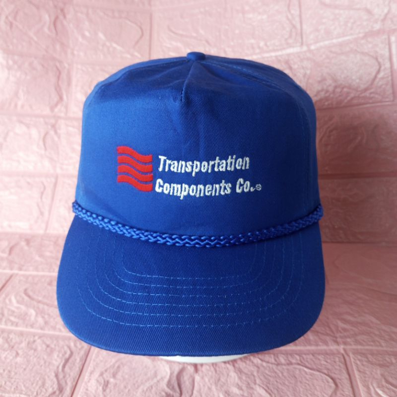 Topi Vintage RopeHat Golfer Tali Kapal Biru Tulisan " Transportation Components Co"