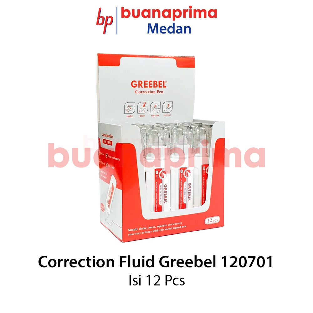 

CORRECTION FLUID GREEBEL 120701 Isi 12 pcs Tip X Ex Pen Cair Putih Correction Pen