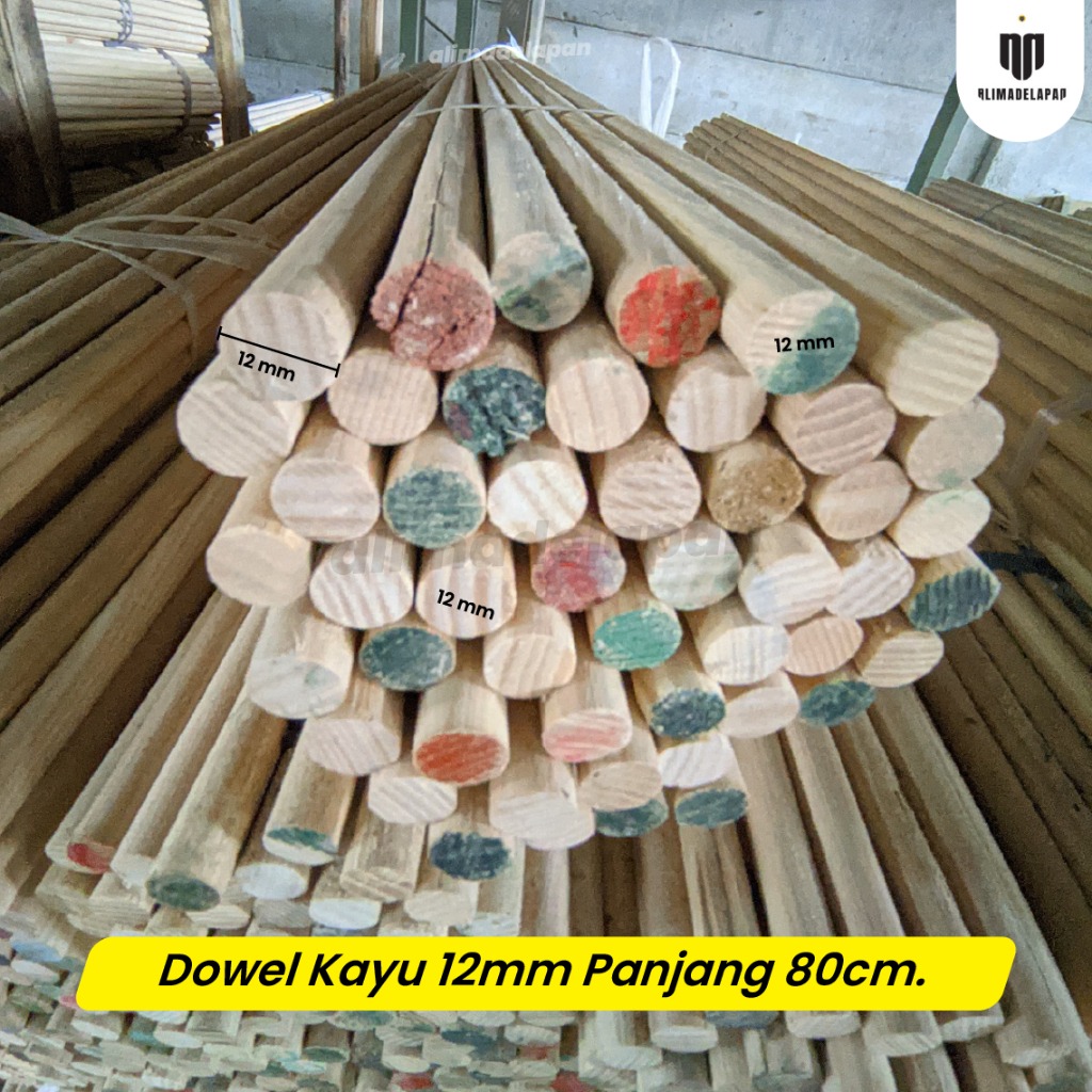 Dowel 12mm Panjang 80cm - Dowel Kayu - Kayu Bulat