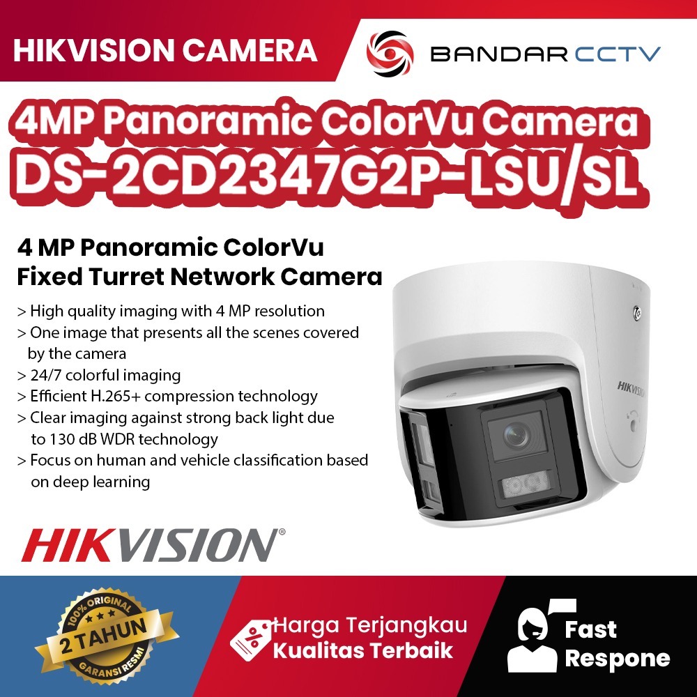 HIKVISION DS-2CD2347G2P-LSU/SL 4 MP Panoramic ColorVu Fixed Turret Network Camera