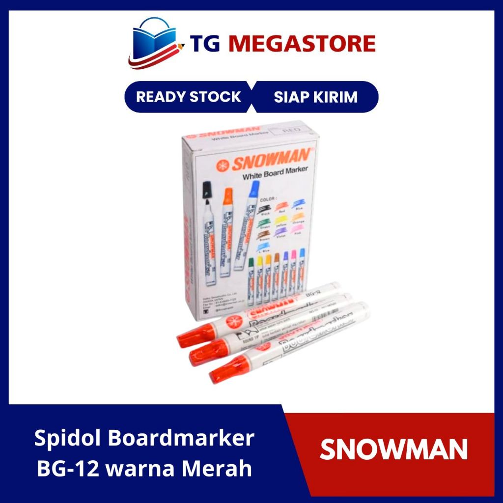 

Spidol Snowman Boardmarker BG-12 warna Merah