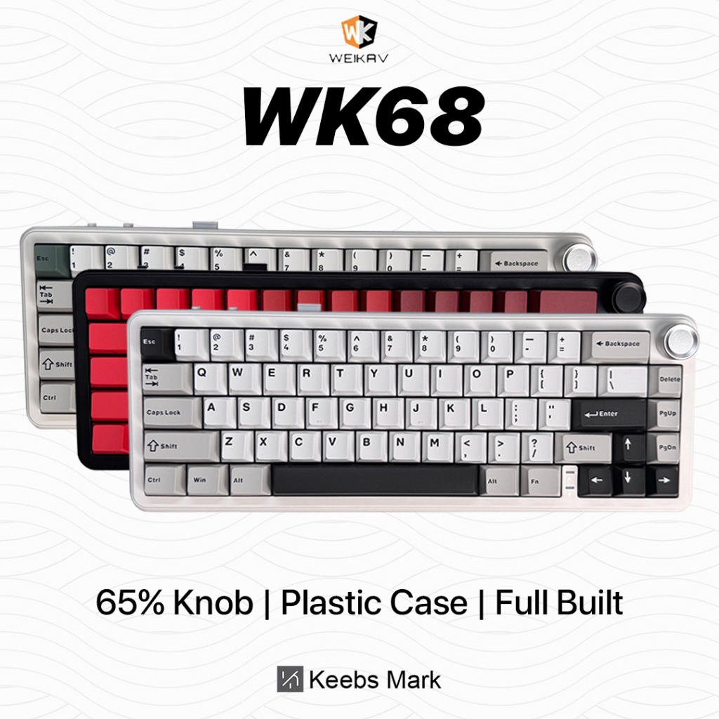 Weikav WK68 Keyboard Tri Mode Connection Gasket Mount 65% Knob Layout Mechanical Keyboard