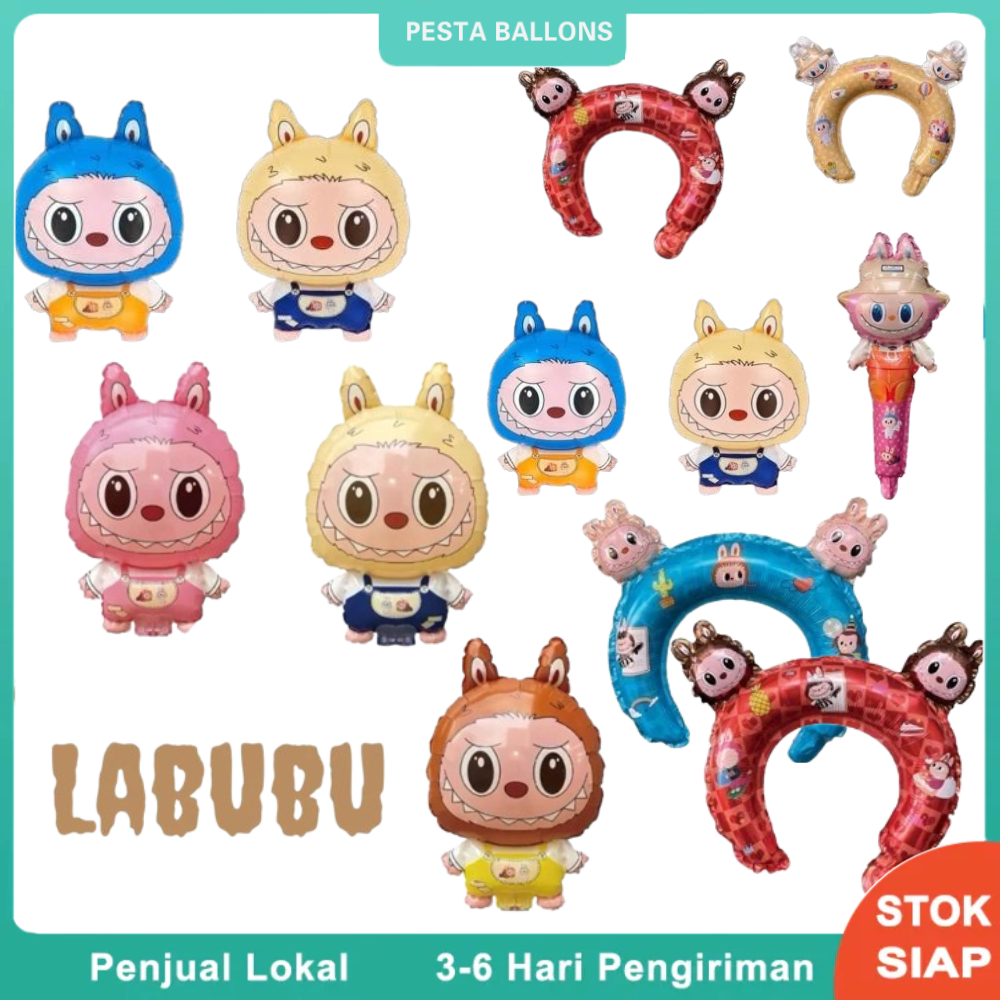 Balon Labubu/Balon Foil Motif Labubu Full Body Balon Foil Pentungan Labubu/Balon Bando Foil Motif La