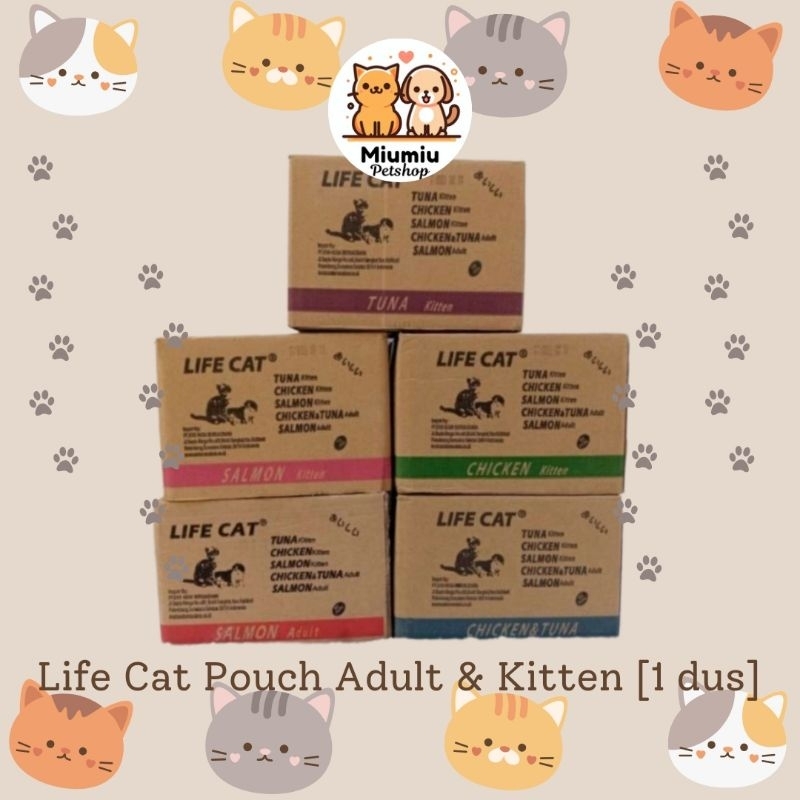 [Dus] Life Cat 85GR Per Box Kotak isi 24pcs Lifecat Makanan Basah Kucing pouch wet saset GROSIR dus