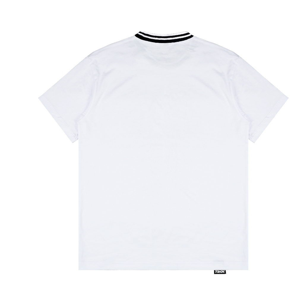 Troy Company Neck Strip Tshirt White Vivere Equitare - Kaos Lengan Pendek Kaos Putih KST 3039-2B2W