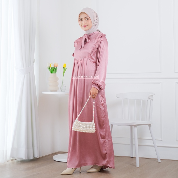 Gamis Cradenza Silk Premium atau LUNA Dress bahan Cradenza Silk