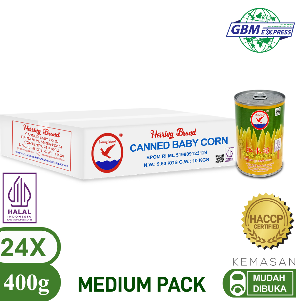 

Herring Brand Full Carton Whole Baby Corn 400g - 24Pcs