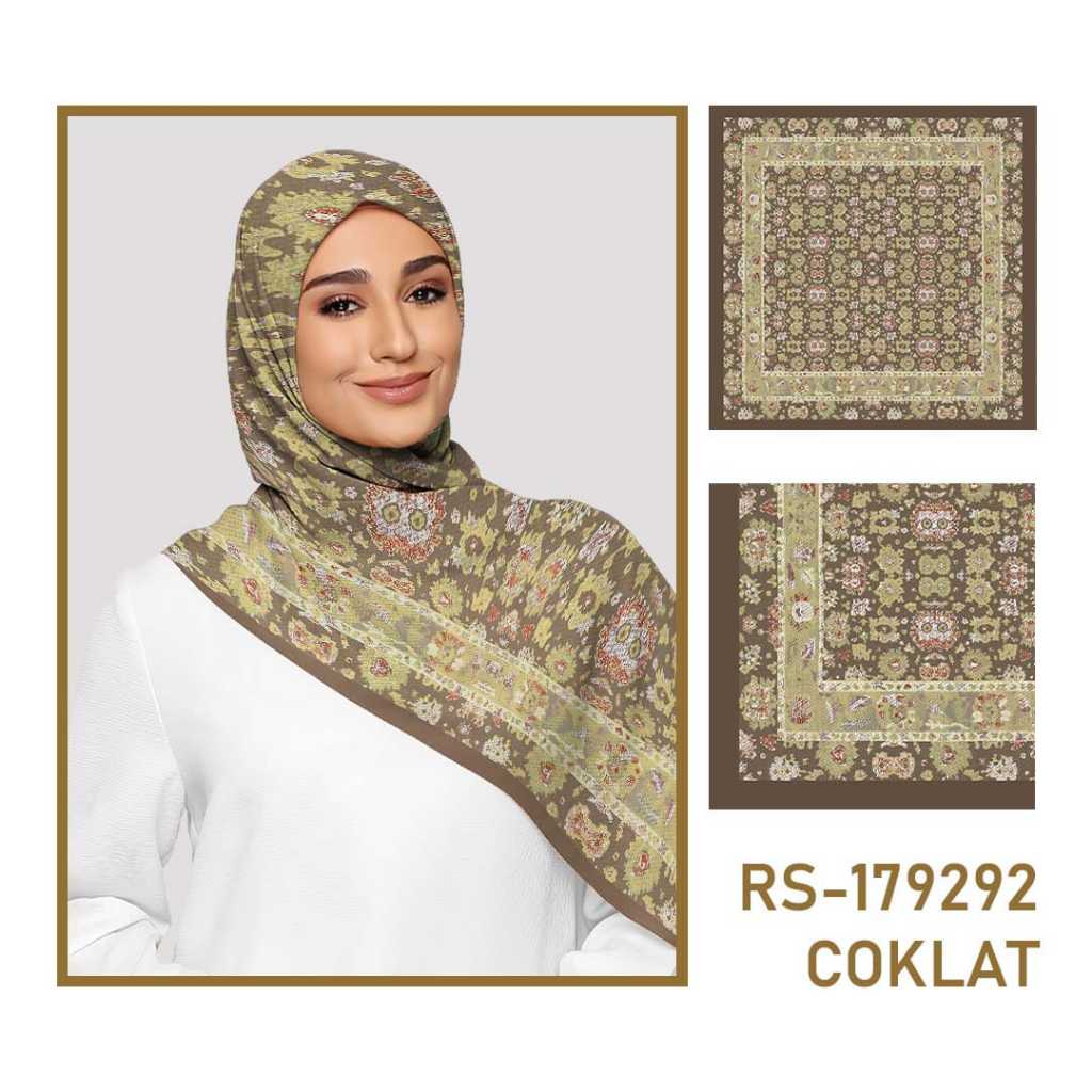 Hijab Segi Empat Warna RS-179292 Coklat Motif Bunga