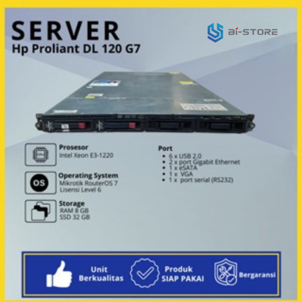 Mikrotik Server Hp Proliant DL 120G7 Xeon E3-1220 Os x86 License Level 6