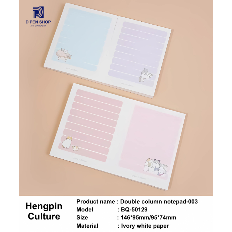 

Notepad Kucing Lucu Buku Catatan Aesthetic Double Column To-Do List Agenda Harian Kertas Ivory Premium