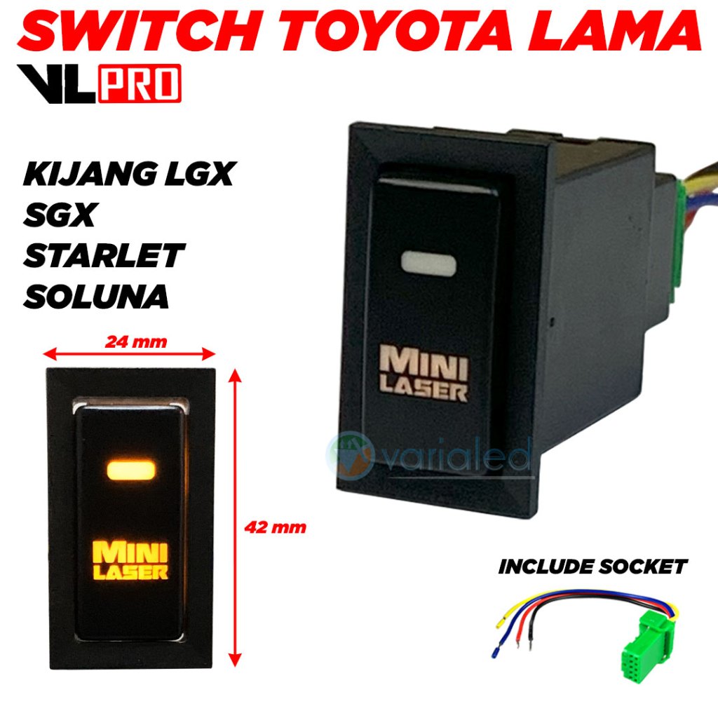 Switch Foglamp Toyota Lama Kijang Kotak Kapsul LGX Starlet Push On 12V Lampu Tembak Lampu Kota DRL K