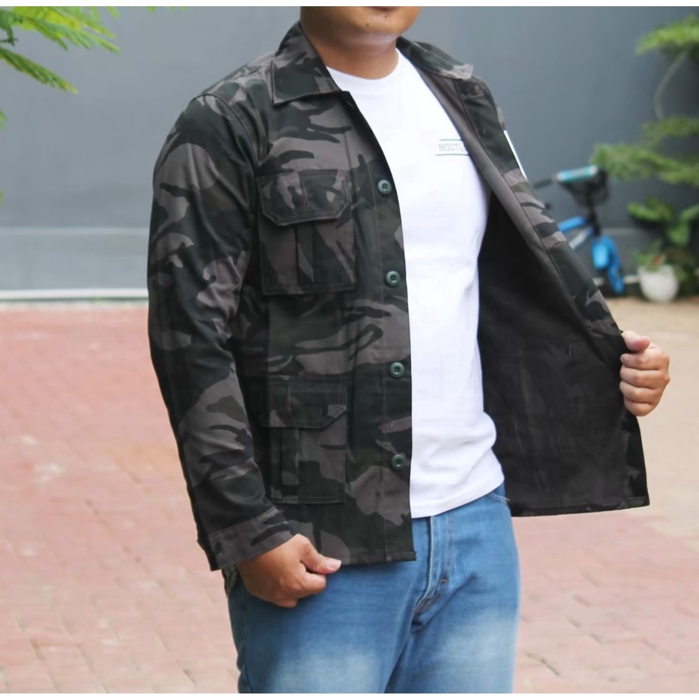 KODE Q49U JAKET PARKA LORENG PRIA WANITA LORENG HITAM
