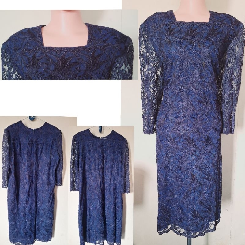 Dress brukat navy
