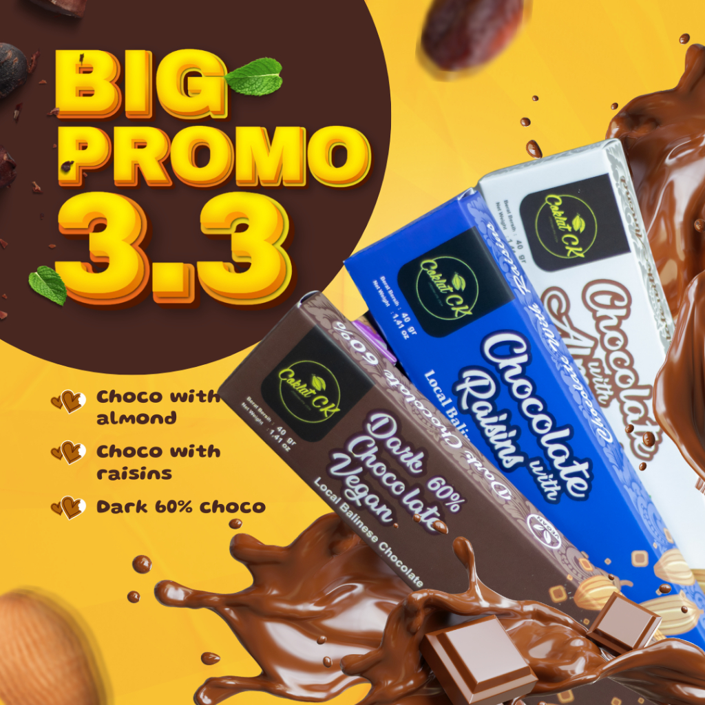 

CoklatCK - Dark Chocolate Vegan 60% with Cokelat Bar Raisin & Coklat Kacang Almond Premium