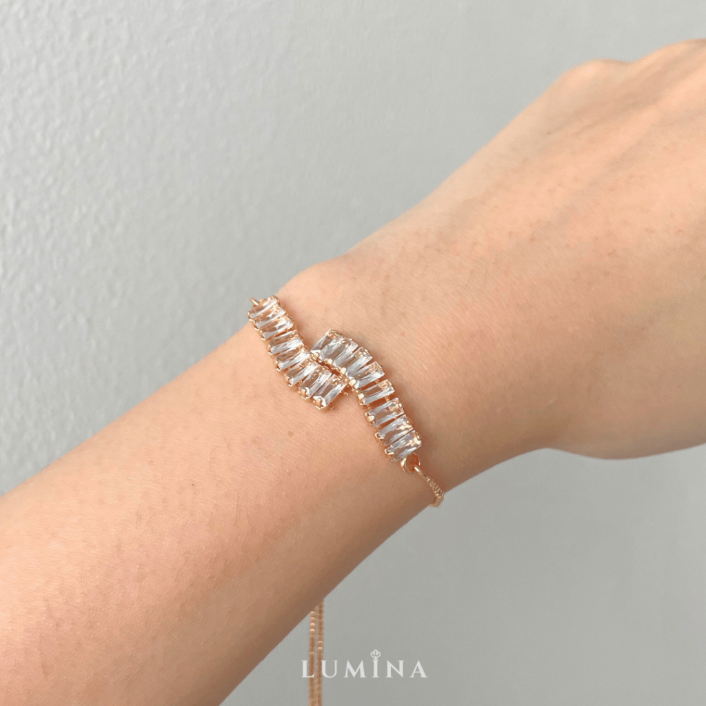 Lumina Jewels - Gelang Tangan Serut Putih Zircon Gold Xuping Premium