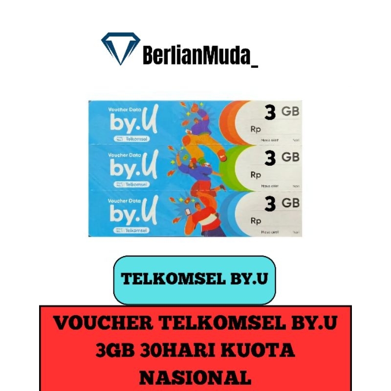 VOUCHER TELKOMSEL BY.U 3GB 30HARI KUOTA NASIONAL