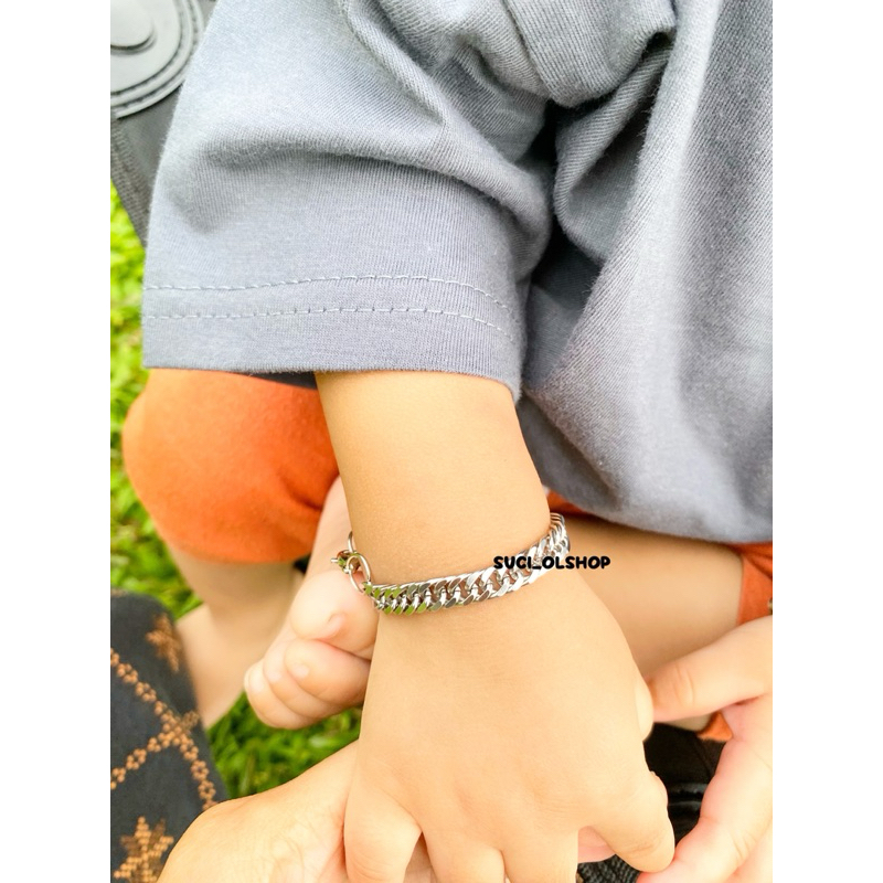 GELANG RANTAI RAPAT ANAK LAKI-LAKI BAYI SAMPAI REMAJA MODEL CASUAL TITANIUM ANTI KARAT