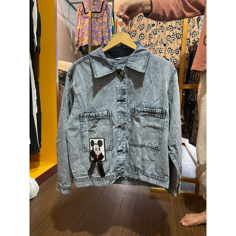 jaket jeans kantong mickey