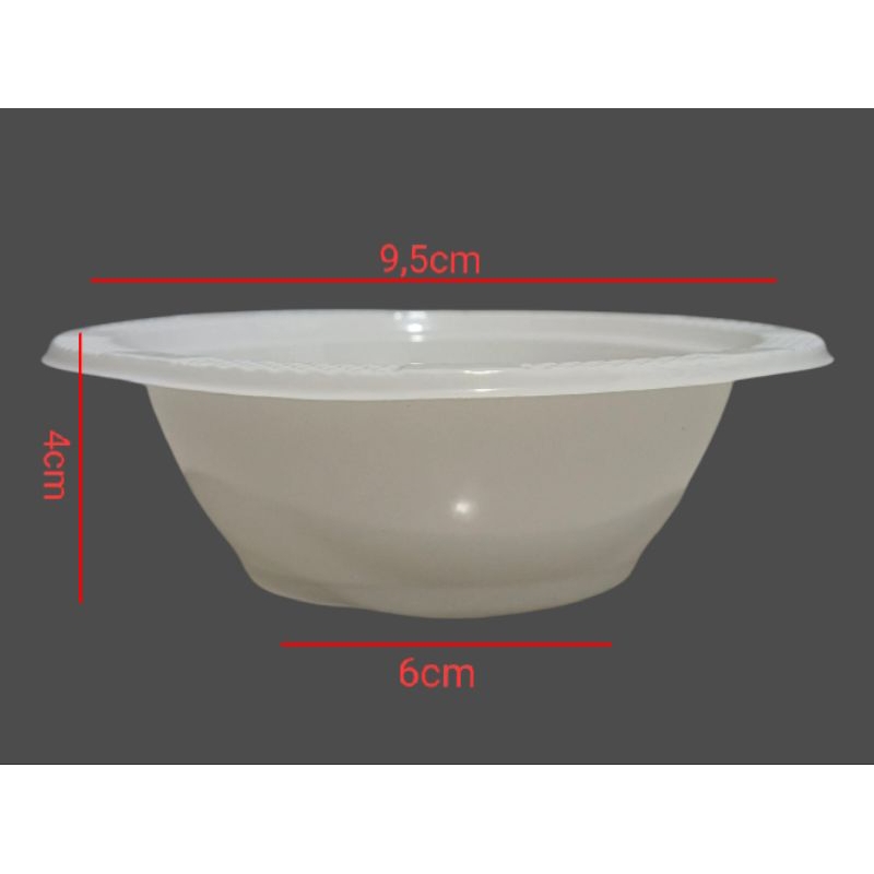 mangkok plastik kecil putih susu M5