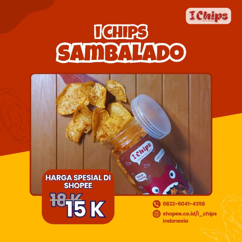 

I Chips Keripik Talas Tanpa Bahan Pengawet Rasa Sambalado Crunchy 100 gr