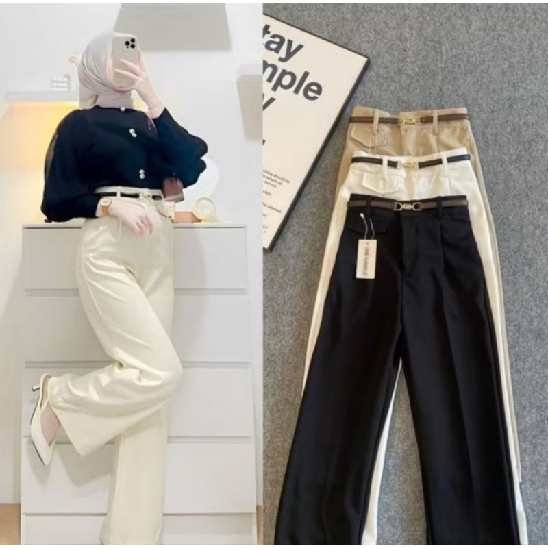 ORO PANTS - Loose Pants Trouser Wanita - Celana Anti Kusut - Celana Kulot Wanita