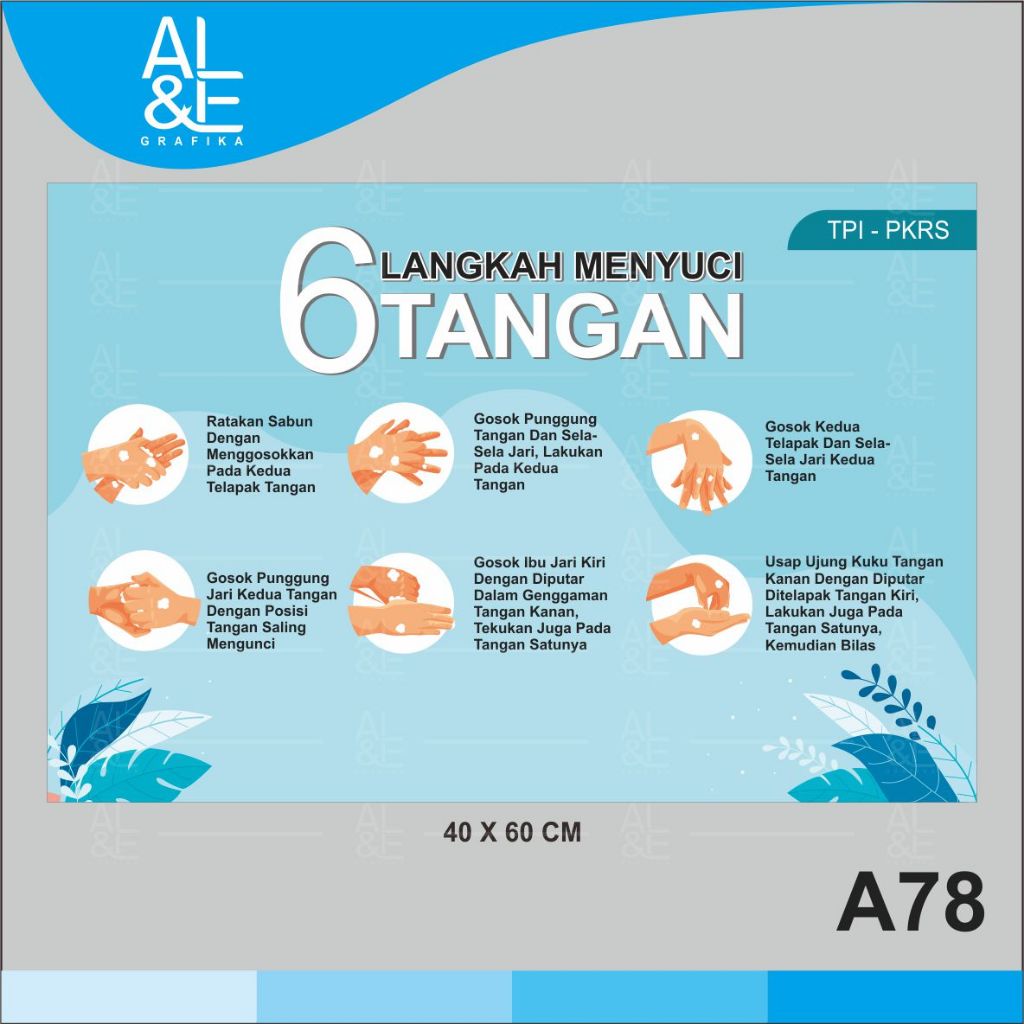 

A78 - Acrylic Sign, Stiker Akrilik 6 Langkah Mencuci Tangan, Premium dan Tahan Air, Termurah, dan Bisa Custom