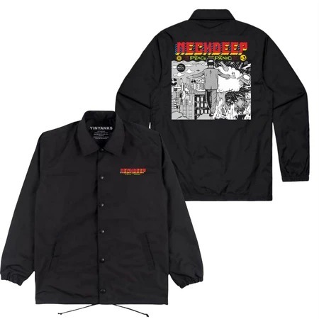 takeshi Jacket Coach neck deep kotak Jacket musik warna Hitam pria dan wanita