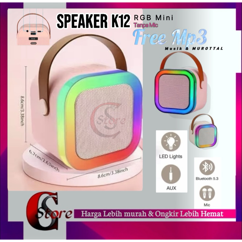Speaker Murottal Mini Bluetooth LED - Speaker Murottal dengan Kabel Cas dan Memori Card Beserta Isi 