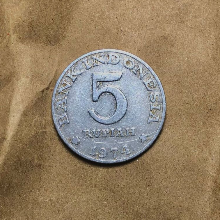 koleksi uang logam kuno RP 5 tAHUN 1974