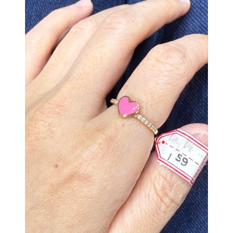 Cincin emas 75 hati pink permata