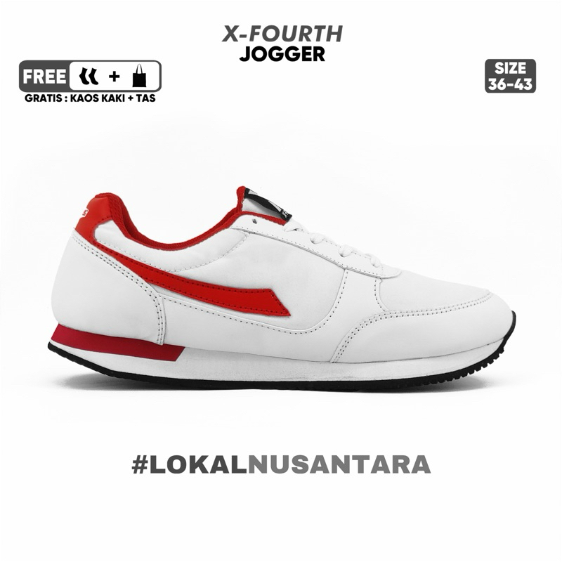 SEPATU OLAHRAGA PRIA DAN WANITA X-FOURTH JOGGER PUTIH SEPATU LARI SENAM DAN GYM 2024 TERBARU WARNA M