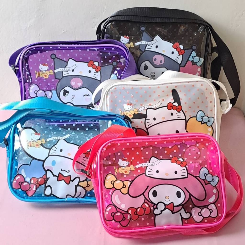 Tas Selempang Bahu Sling Bag Anak Plastik Mika Transparan Cinnamoroll Hello Kitty Kuromi Melody Poch