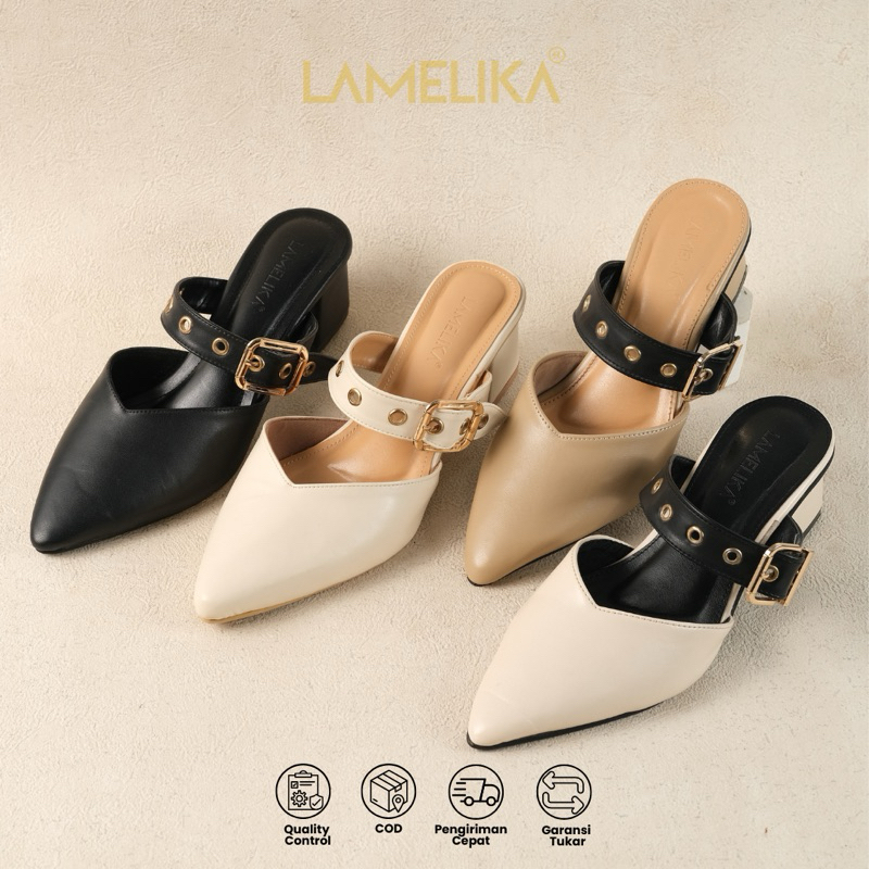 Narah Heels Wanita Elegan 5 cm Jumbo Big Size Ukuran 41 42 by Lamelika