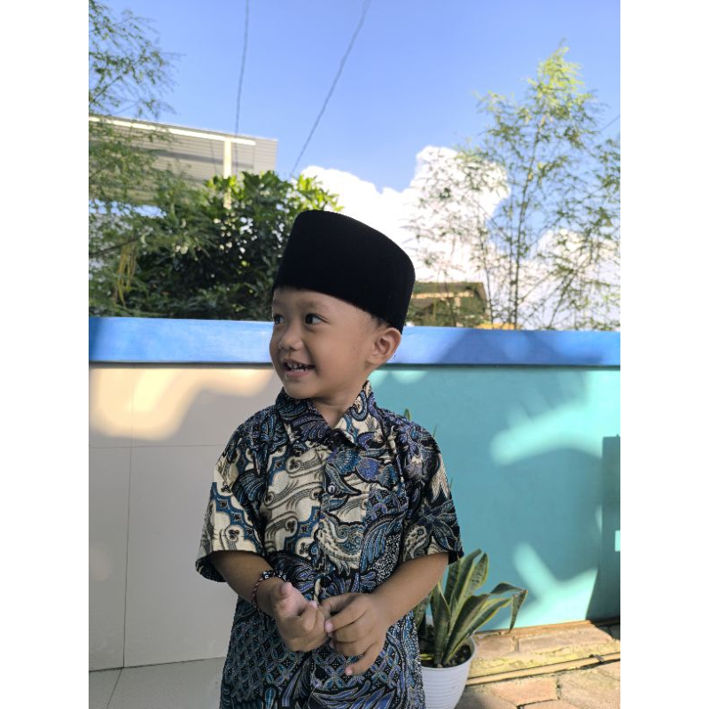 Songkok Hitam Anak Peci Anak Polos AC Kopyah Anak 1-5 Tahun Peci hitam anak costum bordir peci led a