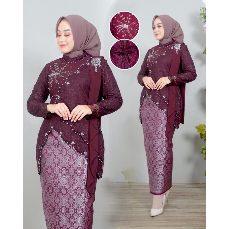 New Product Sm Kebaya / Setelan Kebaya Melati Selendang Payet Mewah / Kebaya Wisuda Kekinian /