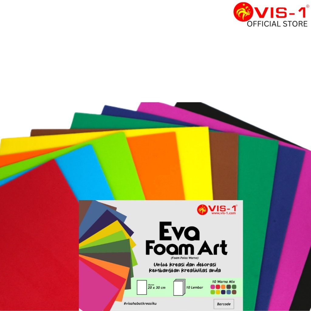 

(1 PACK) EVA FOAM VIS1 MIX WARNA / 10 LEMBAR TEBAL 2 MM UKURAN 20 CM X 30 CM VIS1 WARNA GLITTER & POLOS ART SPONS BUSA ATI SPON LEMBARAN KERAJINAN TANGAN PRAKARYA DEKORASI ALAT TULIS SEKOLAH CRAFT MURAH / MITRA ABADI KATALOG JOGJA