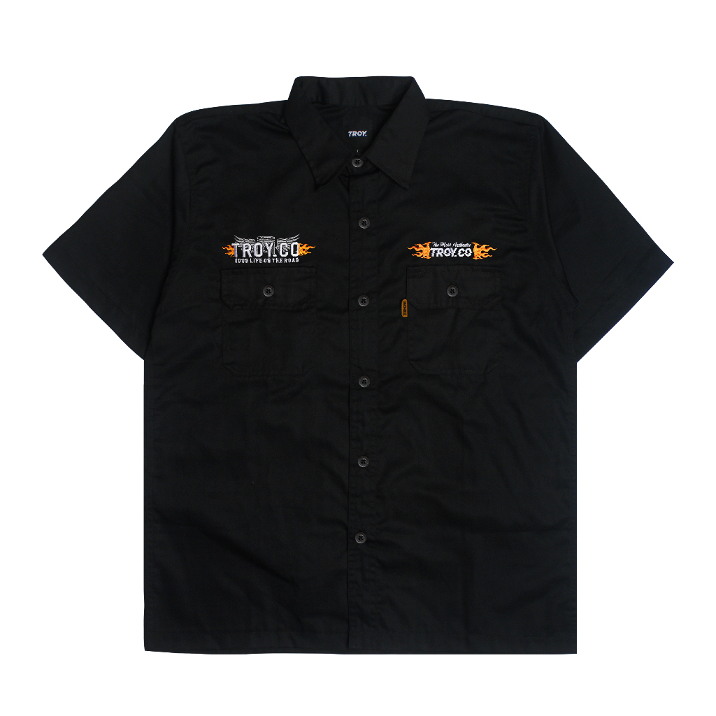 Troy Company Work Shirt Workwear Black Inferno Mechanics - Kemeja Kerja Workshirt Hitam WSD 3049