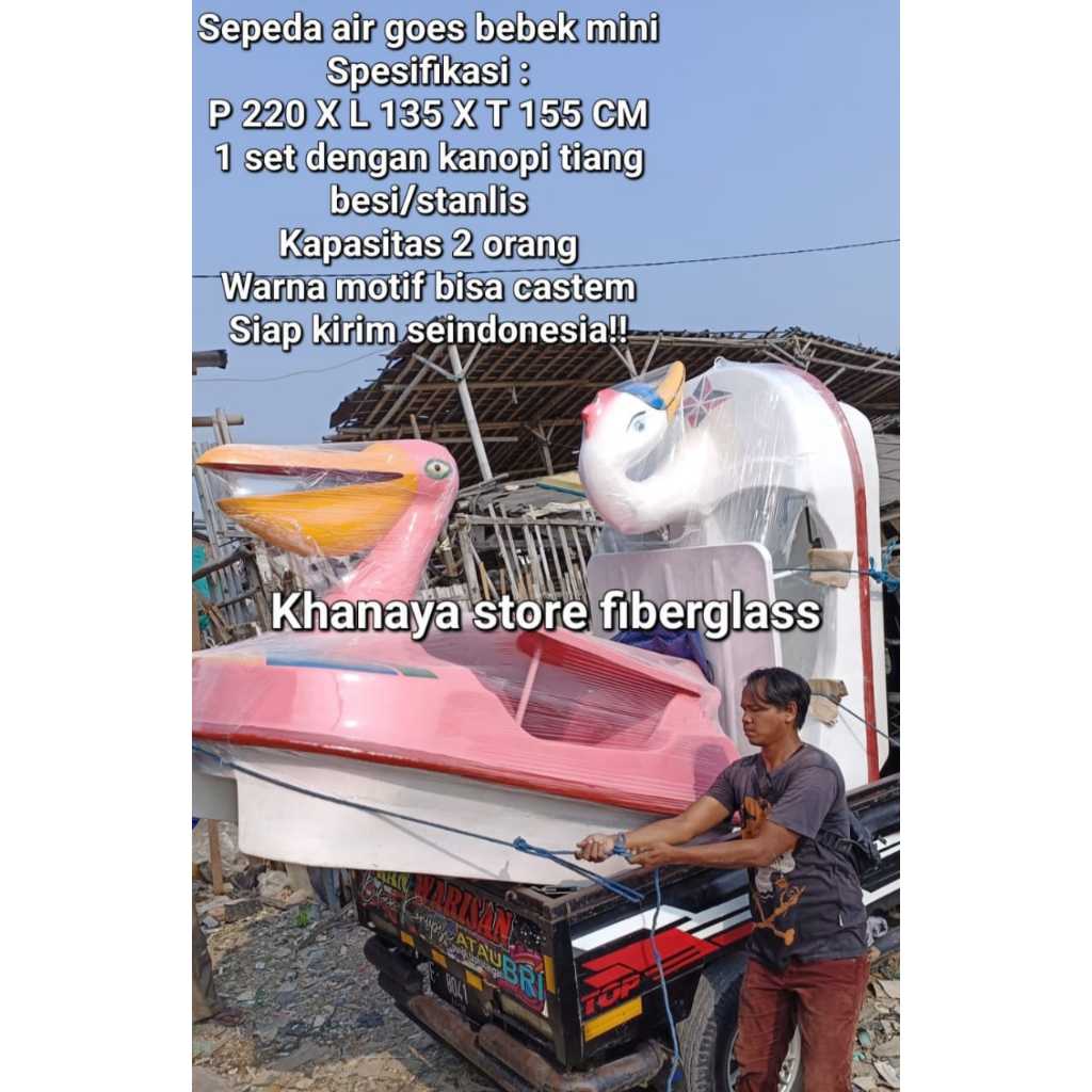 Perahu gowes bebekkan fiberglass - Sepeda bebekkan fiberglass - perahu wisata terbaru