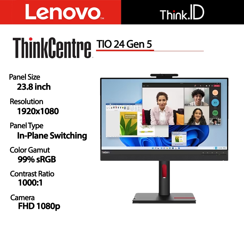 Monitor LED Lenovo ThinkCentre TIO 24 Gen 5 23.8" FHD IPS