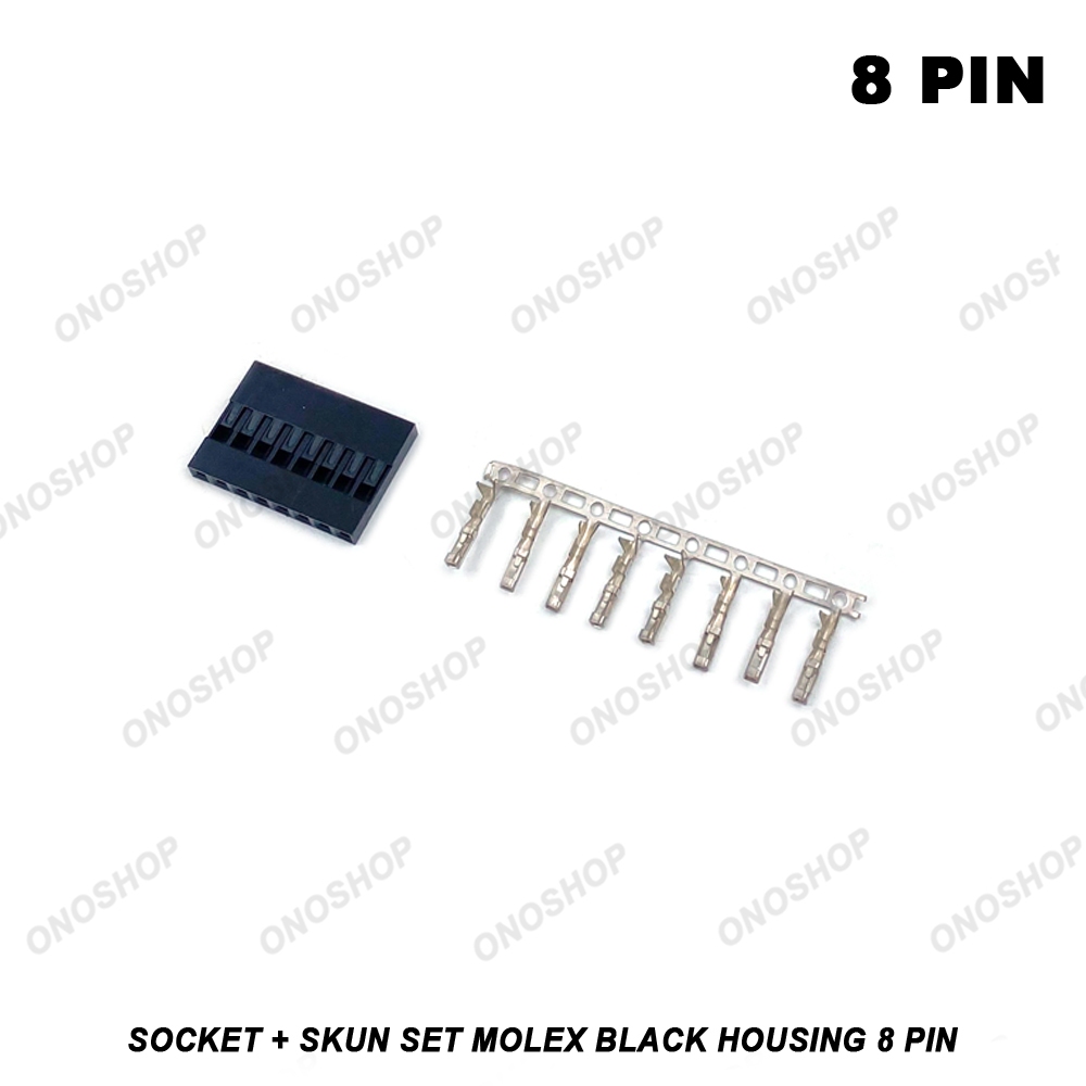 Socket + Skun Set Molex Black Housing - 8 Pin