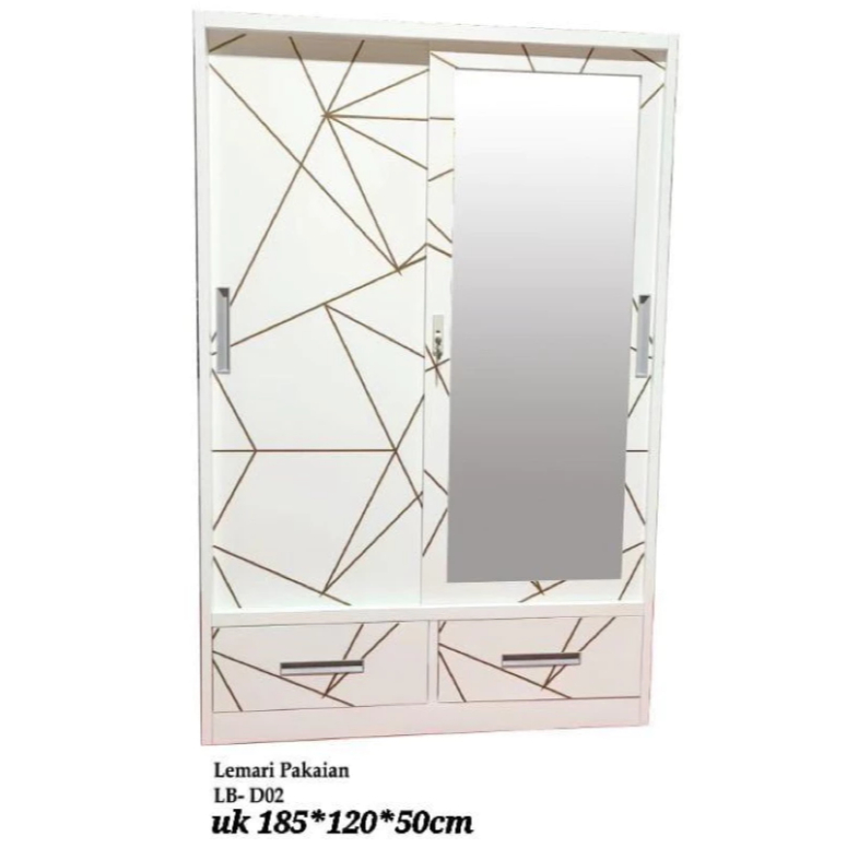 Lemari Baju Besi Sliding - Lemari Sliding Baju LB-D02 - Lemari Baju Besi - Lemari Baju sliding kaca