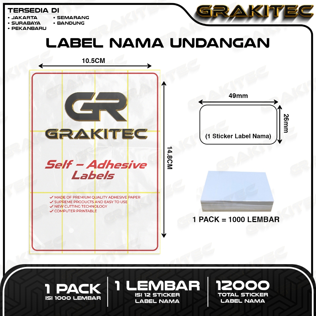 

Label Nama Isi 1000 Lembar (12000 Lembar Kecil) Undangan Pernikahan Sticker Hvs Per Pack