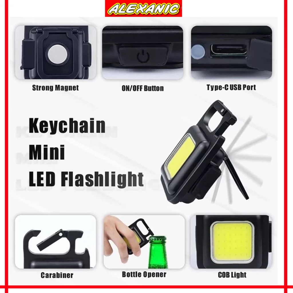 Senter Keychain USB LED | Gantungan Kunci Senter LED | Senter Gantung USB | Senter Tempel Magnet LED