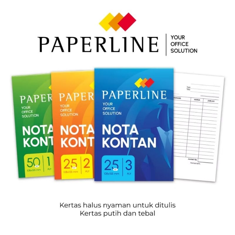 

HJK Nota Kontan Kecil 3 Ply/Rangkap 3 Paperline (Pak 10 Pcs)