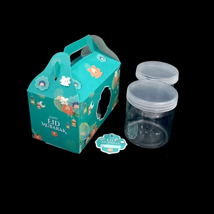 

( 5 Pcs ) Box Handle Hampers Idul Fitri Dus Jinjing Ukuran 10x19x10 cm Isi 4 Toples Tabung 200ml