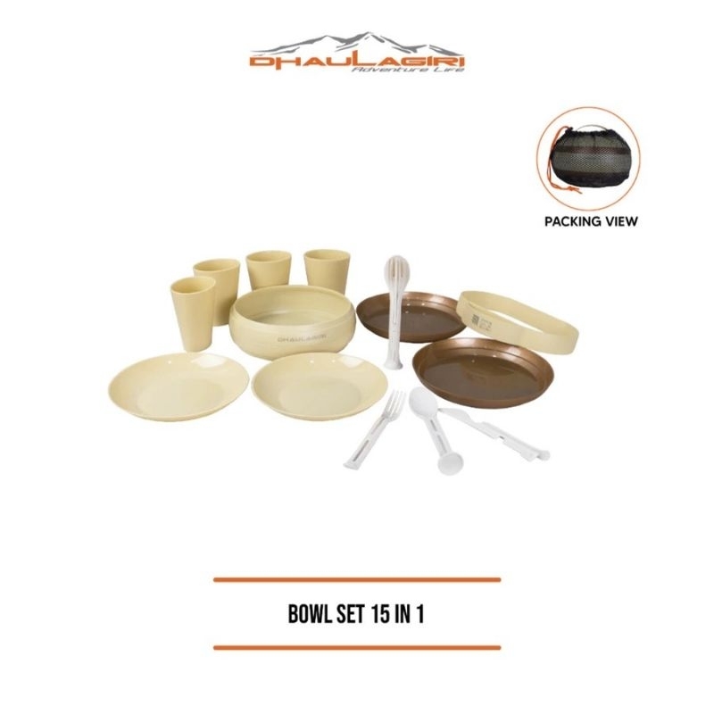Peralatan Makan Set Dhaulagiri DH Bowl Set 15 in 1 Peralatan Makan Set Camping Food Grade Alat Makan