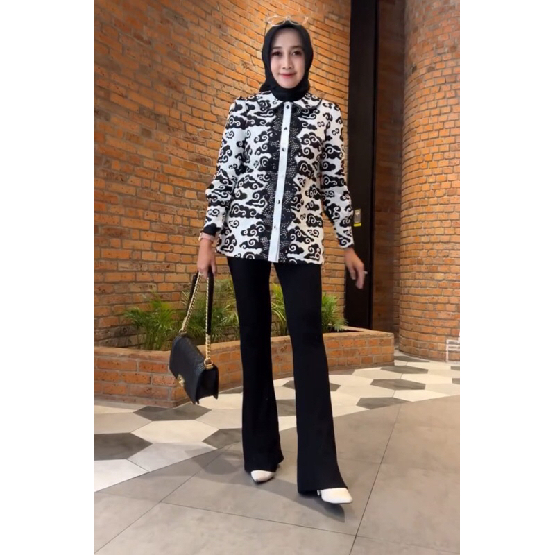 Blouse batik wanita motif mega mendung atasan batik fashion batik